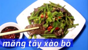 cách xào thịt bò với măng tây