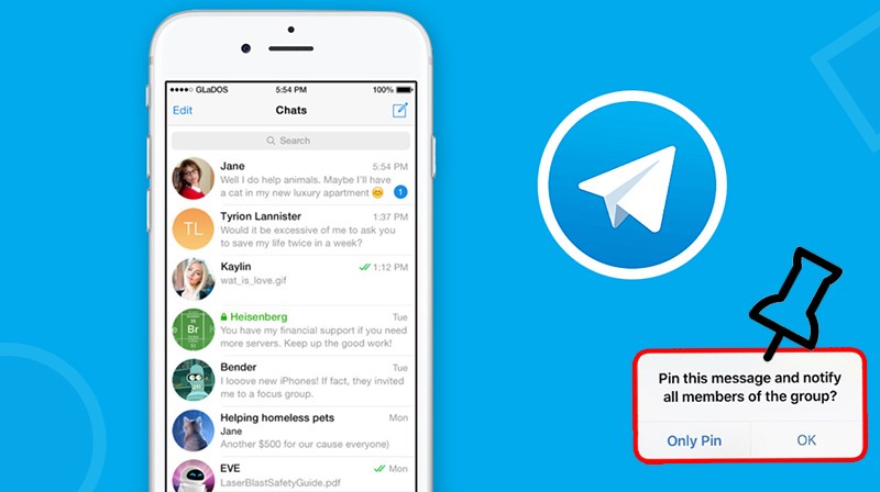 đoạn chat, tin nhắn trong nhóm chat Telegram
