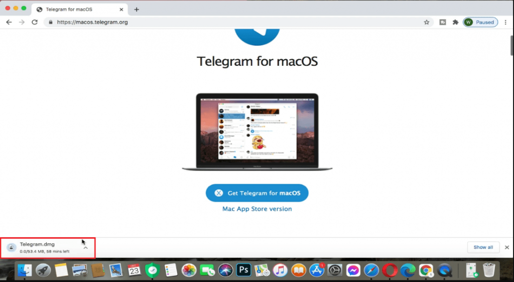 file cài đặt Telegram trên macOS