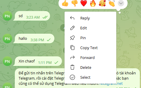 Chọn Reply để trả lời tin nhắn bất kỳ