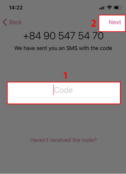 Nhập mã COde vào ứng dụng Telegram